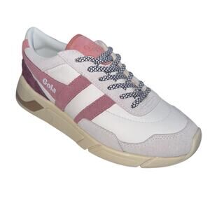 Gola Eclipse Pure Women White dusty rose Pink Lace Up Sneakers Shoes SZ/5
